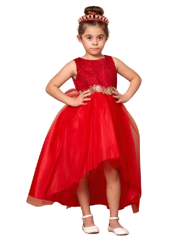 Flash Sale, Don'T Miss Big Girls Red Sequin Bodice Hi Low Junior Bridesmaid Dress 8-16 Vintage Charm