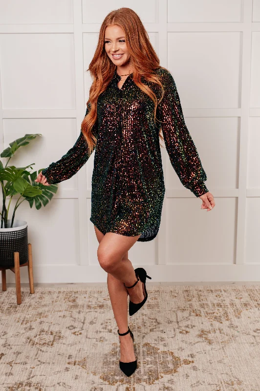 Flash Sales Shimmering Splendor Sequin Shirt Dress Graceful Cut