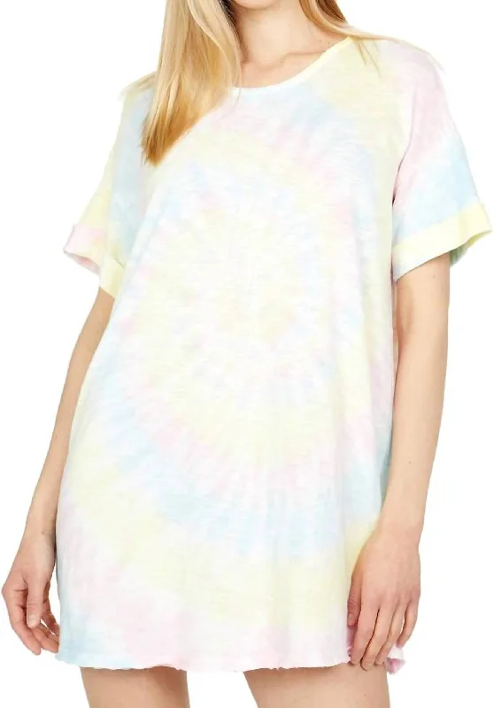 Inspired By You, Designed For You Dylan Tshirt Dress in Rainbow Tie Dye Sherbert Save on Classic Elegant Styles