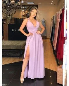 Flash Sale Fever Lilac Chiffon V-Neck Sleeveless Prom Dress   cg7081 Timeless Elegant