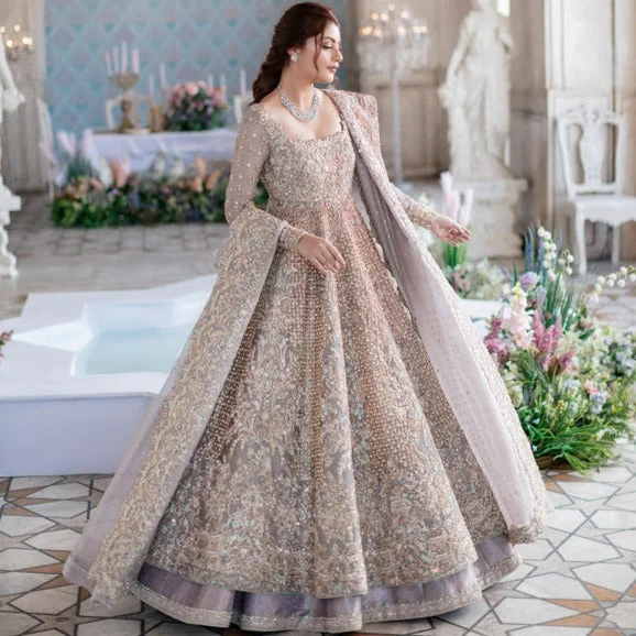 Unbeatable Prices Embellished Lilac Lehenga Gown Pakistani Bridal Wear Dreamy Draping