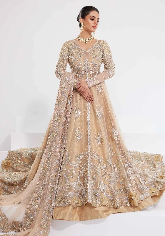 Contemporary Casual Deals Pakistani Bridal Dress in Gold Pishwas Lehenga Style Contemporary Chic