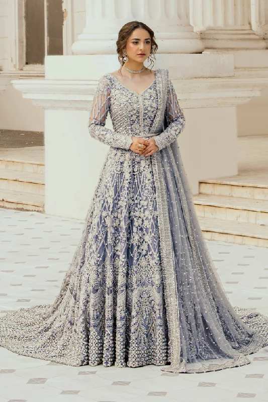 Classic Modern Offers Pakistani Bridal Dress in Ice Blue Pishwas Frock Style Graceful Cut