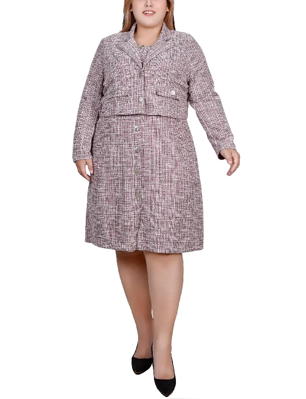 Shop Sales Plus Size Long Sleeve Tweed Dress Set Polished Finish