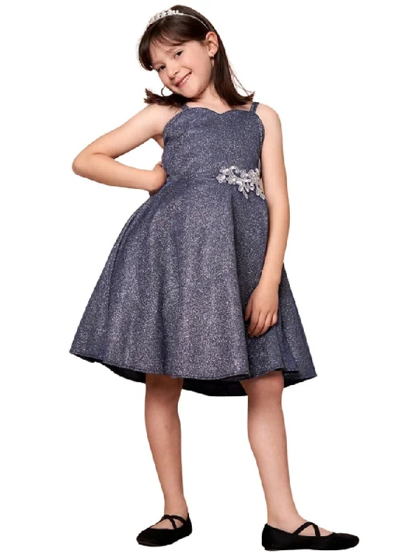 Huge Price Cut Big Girls Navy Glitter Metallic Strap Junior Bridesmaid Dress 8-16 Save on Classic Elegant Styles