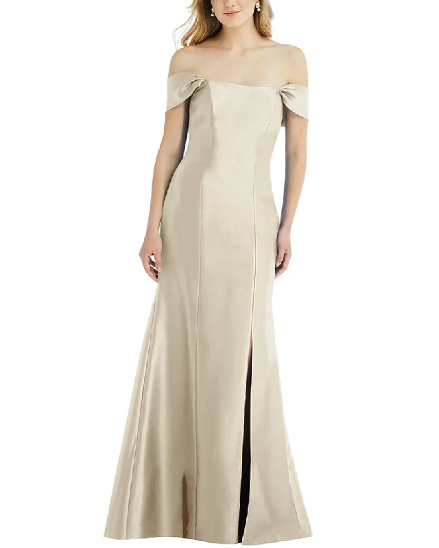 Seasonal Style Discounts Alfred Sung Off-The-Shoulder Bow-Back Satin Trumpet Gown Sleek Design