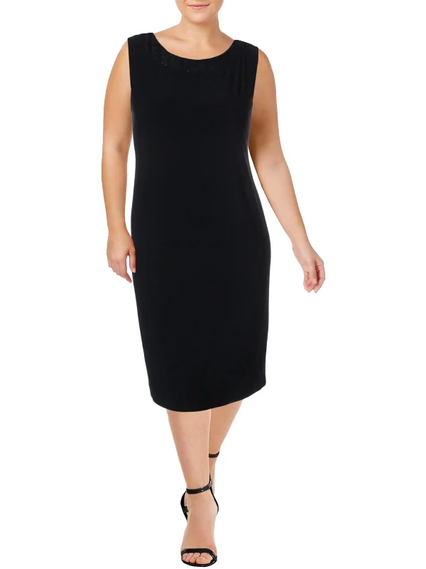 Step Ahead, Lead The Trend Plus Womens Lace-Trim Sleeveless Cocktail Dress Effortless Comfort