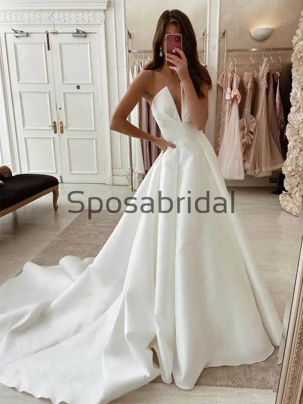 Fashion Forward A-line Vintage Satin Unique Princess Long Wedding Dresses WD0417 Great Deals on Ethnic Cultural Wear