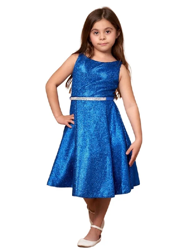 New Season Fashion Preview Girls Royal Blue Glitter Metallic Junior Bridesmaid Dress 8-16 Bold Silhouette