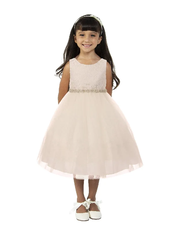 Browse Our Top Products Big Girls Off-White Lace Tulle Rhinestone Trim Junior Bridesmaid Dress 8-12 Elegant Attire