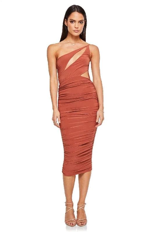 End-Of-Season Clearance Nookie Envy Midi Dress - Rust Limited - Stock