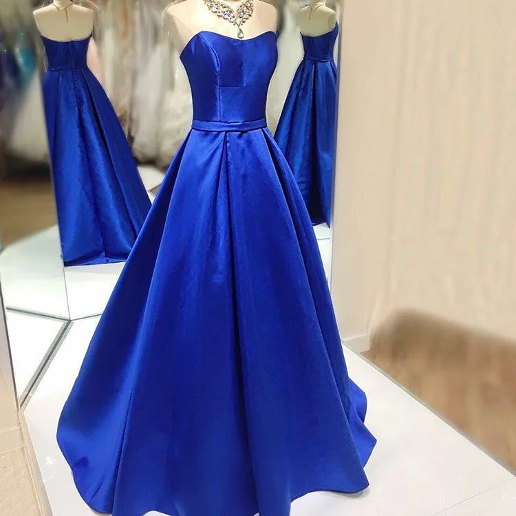 Break Fashion Norms Siaoryne LP036 Satin Royal Blue Prom Dress Long Formal Gowns for Women evening gown Vintage Look