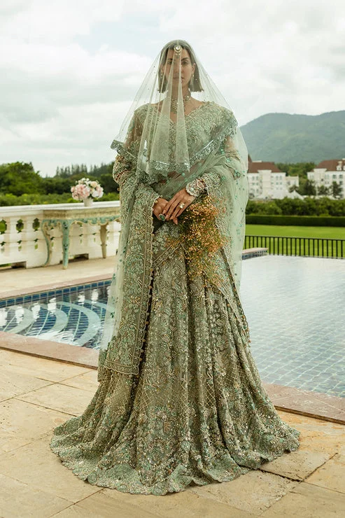 Smart Casual Deals Aqua Green Net Lehenga Choli Pakistani Bridal Dress Feminine Soft - Hued Look