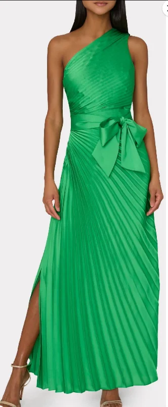 Vintage Style Deals Estelle Satin Dress In Green Minimalist Chic