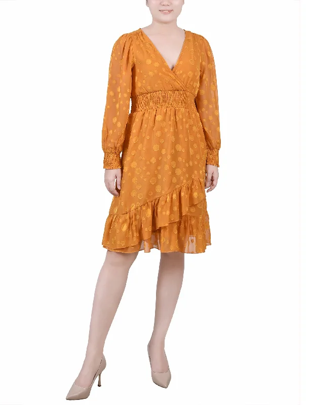 Shop The Hottest Deals Long Sleeve Smocked Waist Dress Feminine Grace