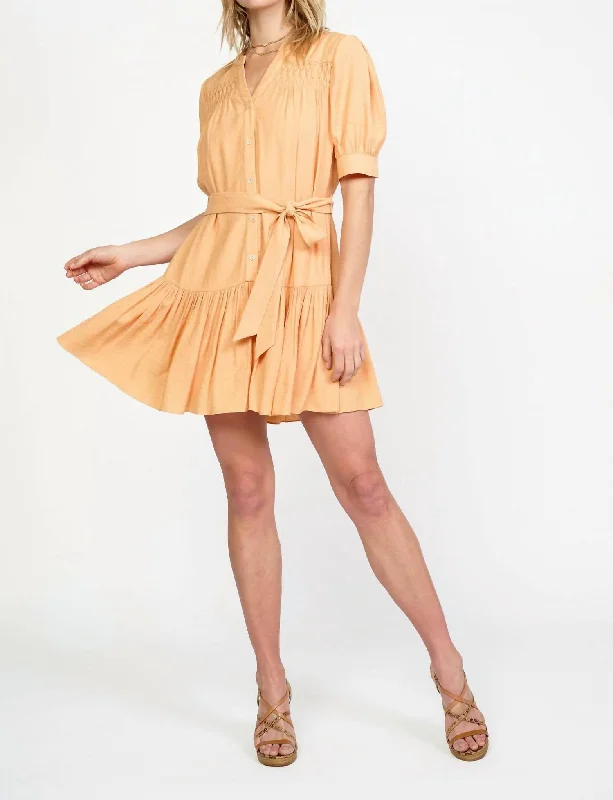 Must Haves Button Down Shirt Dress In Apricot Polished Finish