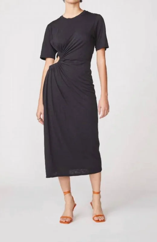 New Arrivals Supima Slub T-Shirt Dress In Black Classic Appeal