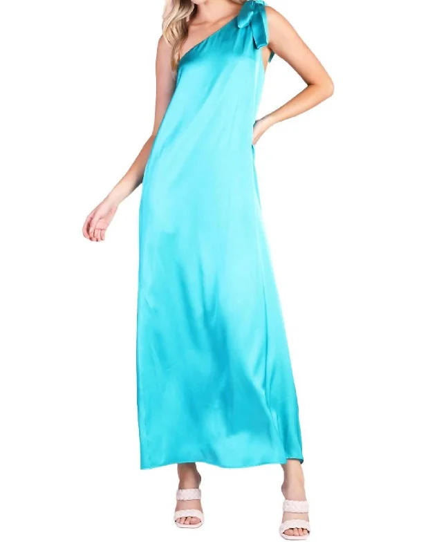 Luxe Style Discounts Shiny Hammered Satin Maxi Dress In Tea Today Only