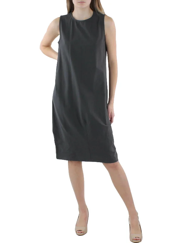 Cozy Chic Promotions Lantern Womens Round Neck Sleeveless Shift Dress Seasonal Trend