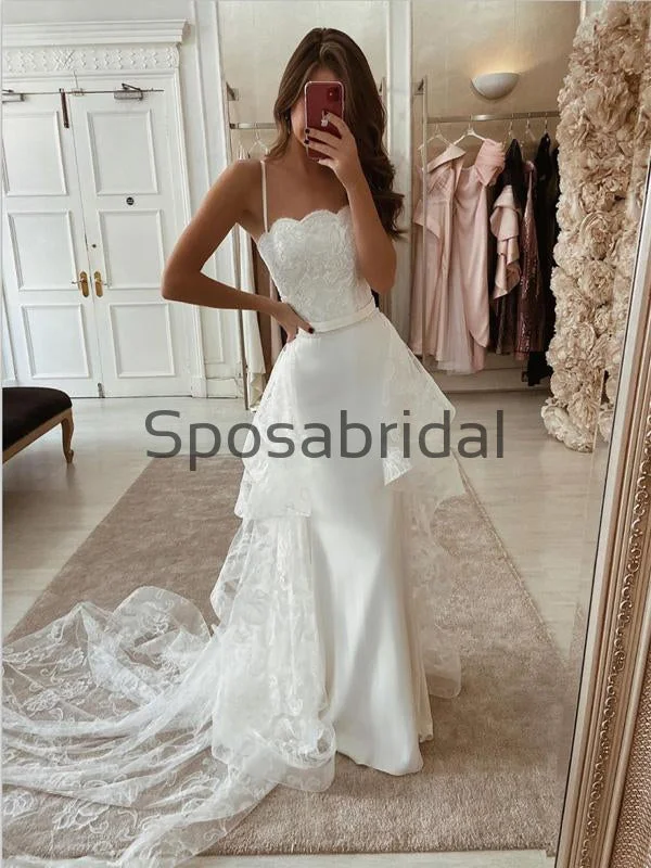 Limited Stock Charming Mermaid Spaghetti Straps Lace Vintage Modest Wedding Dresses WD0428 Playful Elegance