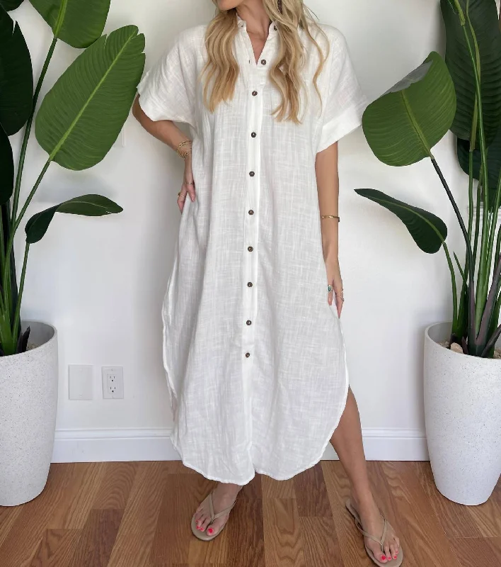 Modish Fashion Discounts Verano Long Shirt Dress In White Classic Appeal