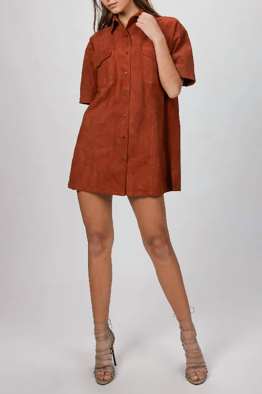 Style Without Limits Suede Shirt Dress in Feral Earth Weekend Special