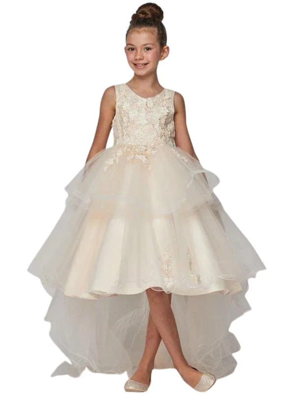 Stylish Savings Girls Lace Applique Sequin Tulle Junior Bridesmaid Dress 2-12 Summer Fashion