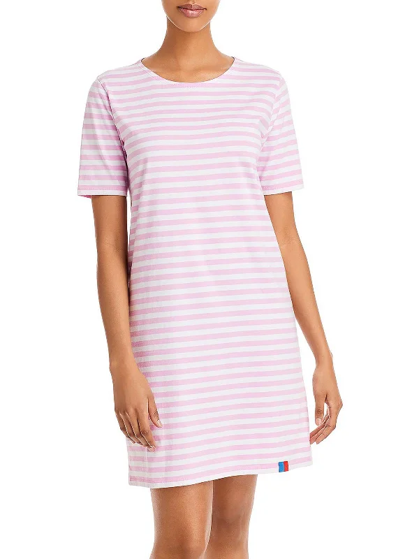 Fashionista Sale Womens Striped Above Knee T-Shirt Dress Minimalist Chic