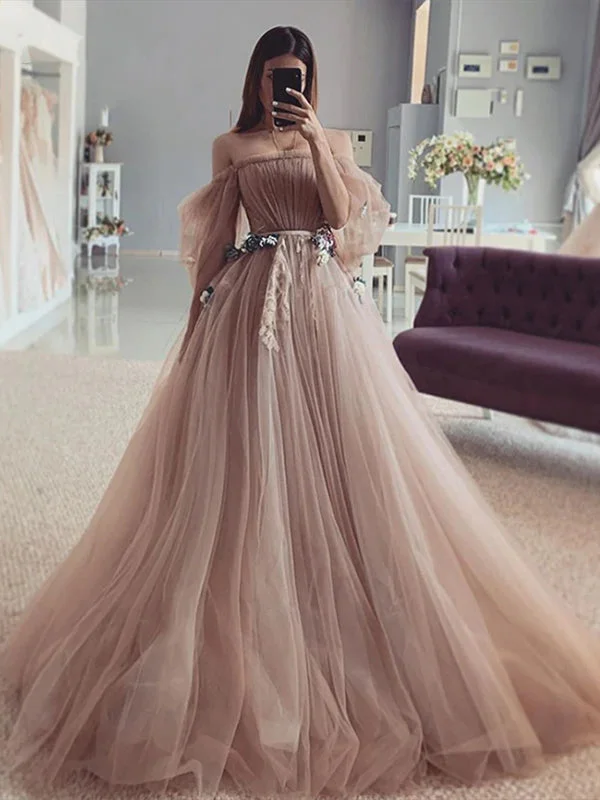 Season Offer Off Shoulder Dark Nude Tulle Wedding Dresses, Country Wedding Dresses, 2021 Wedding Dresses, Bridal Gown Nordic Minimalist Home Look