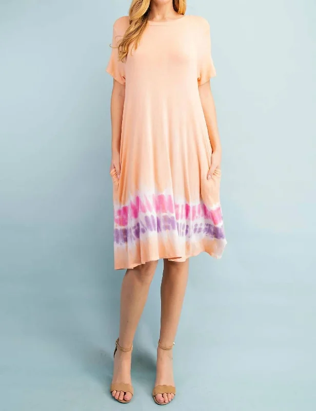 End-Of-Season Clearance Jersey Tie Dye T-Shirt Dress In Light Tangerine Luxury Comfort