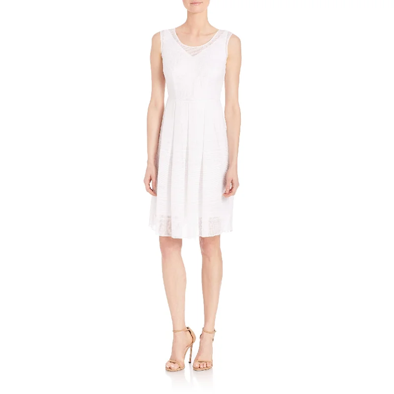 Style Breakthroughs Elie Tahari Solid White Jessy Gauze Sleeveless A-Line Dress Save on Classic Elegant Styles