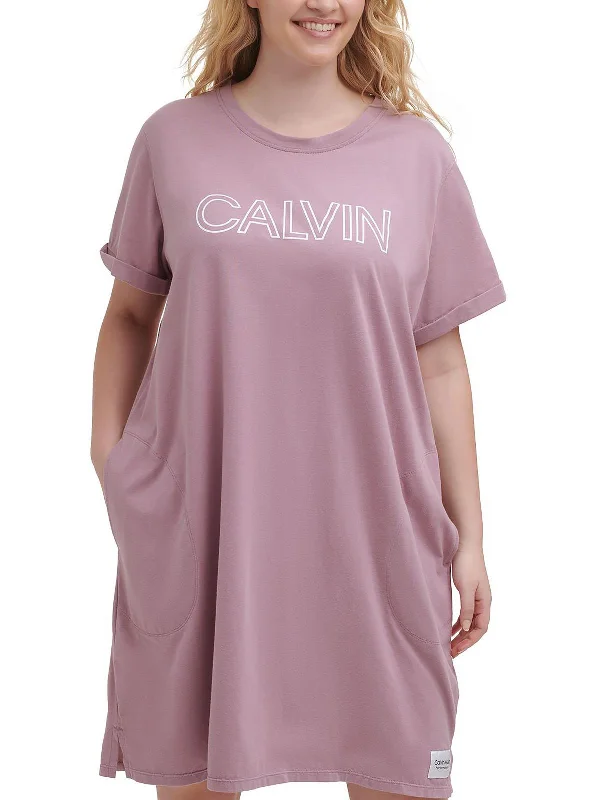 Limited Time Offers Plus Womens Comfy Midi T-Shirt Dress Coastal Beach - Inspired Style