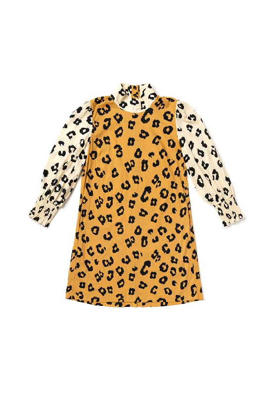 Feminine Style Promotions Long Sleeve Mod Dress - Cheetah Tropical Island - Inspired Attire