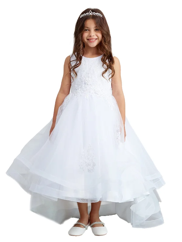 Must-Have Style Discounts Big Girls White Pearl Rhinestone Lace Tail Skirt Junior Bridesmaid Dress 8-16 Graceful Movement