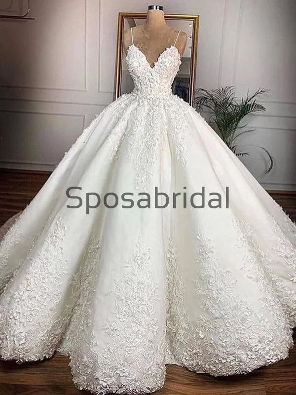 Stay Ahead In Style A-line Spaghetti Straps Vintage Princess Romantic Wedding Dresses, Bridal Gown WD0365 Elegant Contour