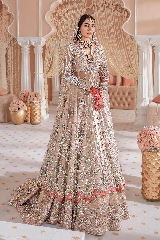 Luxe Style Discounts Pakistani Bridal Dress in Open Frock and Lehenga Style Classic Appeal