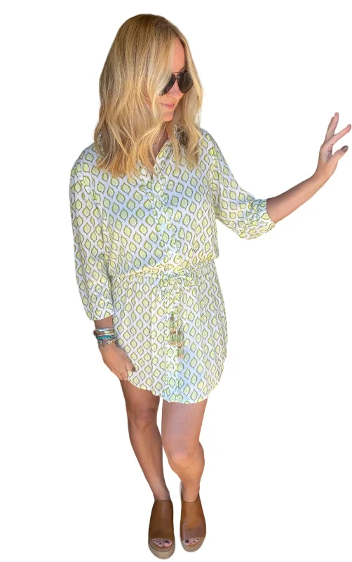 Limited Time Deal Jaipur Short Shirt Dress In Yellow Refined Simplicity