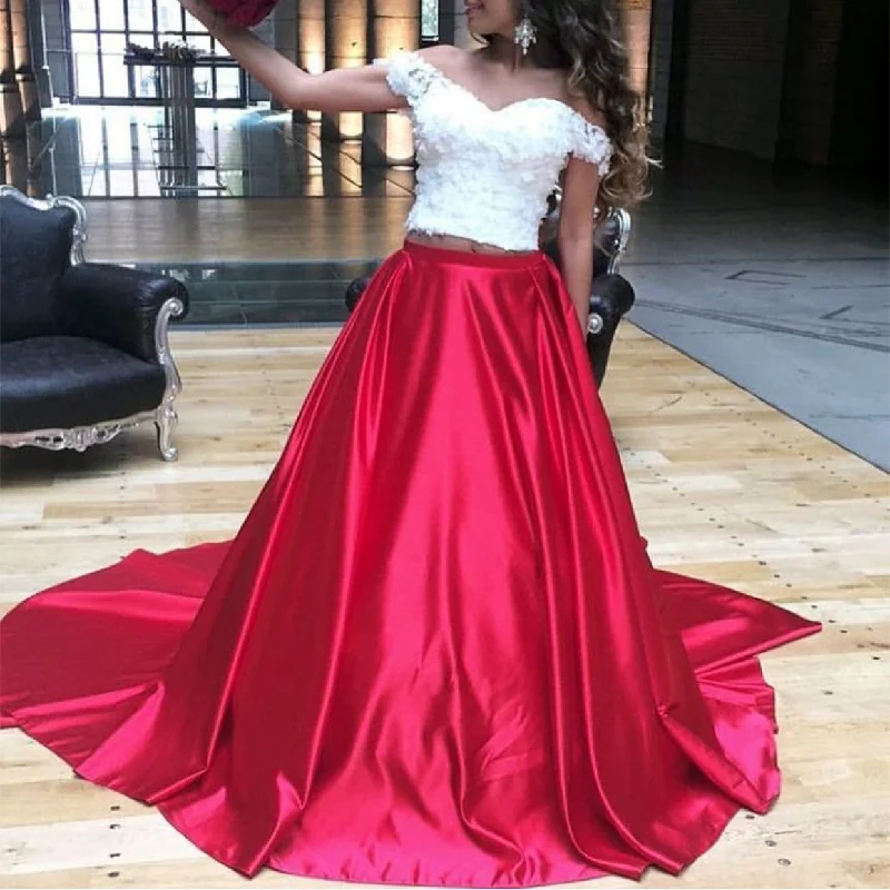 Get The Latest Trends Siaoryne LP035 Off the Shoulder Lace and Satin Evening Dress prom Gowns Limited - Edition Drops