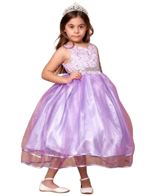 Best Deals Of The Season Big Girls Lilac Lace Sequin Belt Glitter Tulle Junior Bridesmaid Dress 8-16 Casual Weekend Relaxed Style