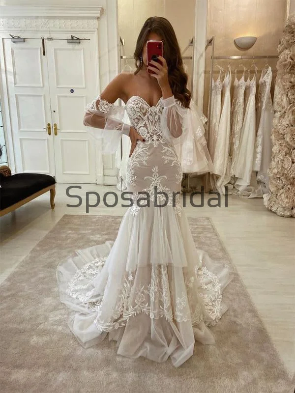 Discover Promotions Charming Mermaid Lace Vintage Country Modest Wedding Dresses WD0424 Minimalist Office - Ready Style