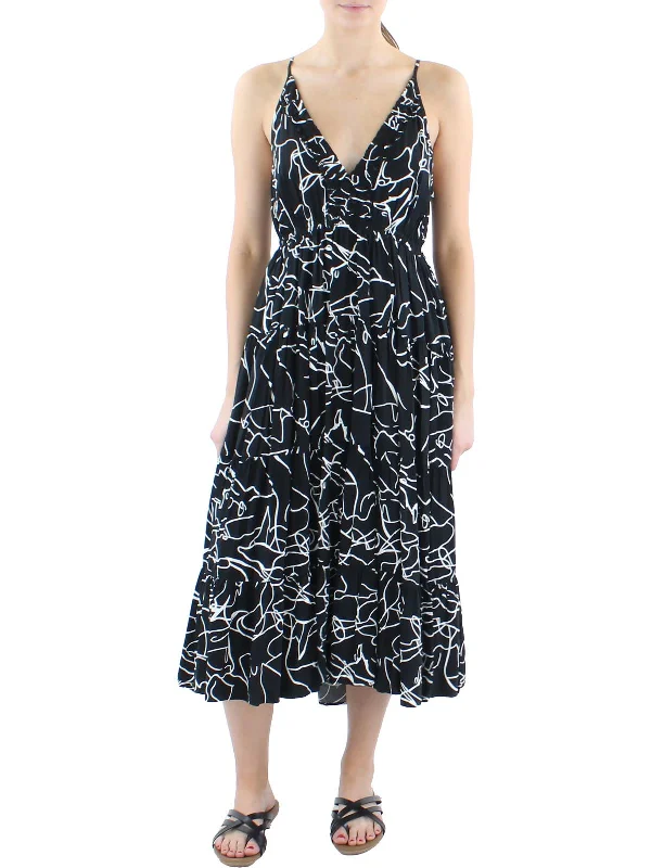 Feminine Luxe Style Sale Womens Printed Sleeveless Sundress Soft Textures