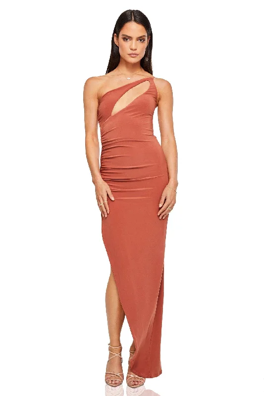 Bid Farewell To The Old Season Nookie Envy Maxi Dress - Rust Feminine Grace