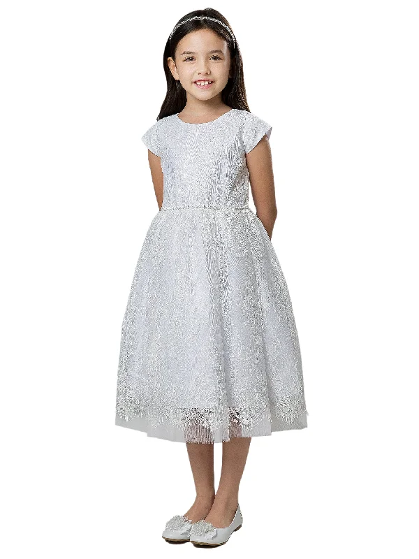 Elegant Fashion Offers Big Girls White French Lace Peek A Boo Tulle Junior Bridesmaid Dress 7-16 Feminine Grace