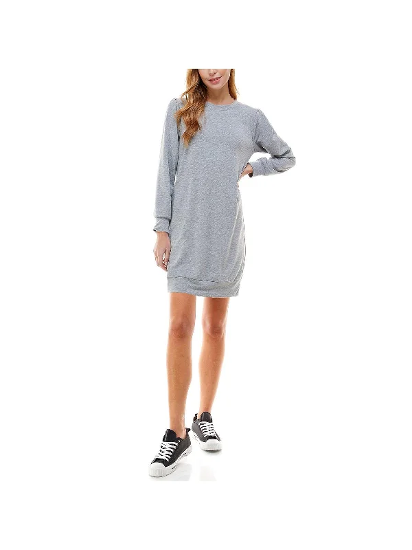 Everyday Elegance Sale Juniors Womens Comfy Long Sleeves T-Shirt Dress Bold Silhouette