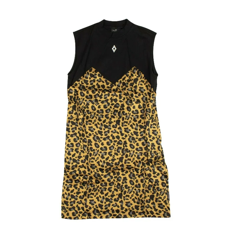 Flash Sale, Don'T Miss Black/Leopard Print Sleeveless Dress Polished Finish