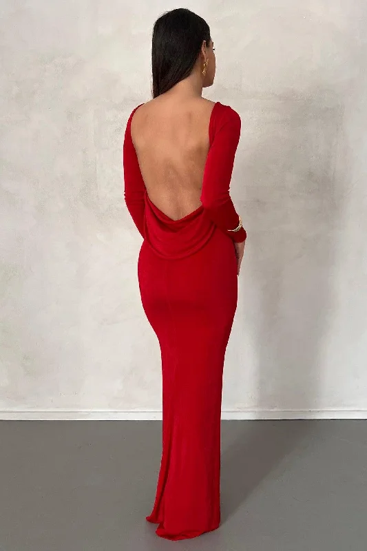 Hot Items Mia Gown - Deep Red Elegant Attire