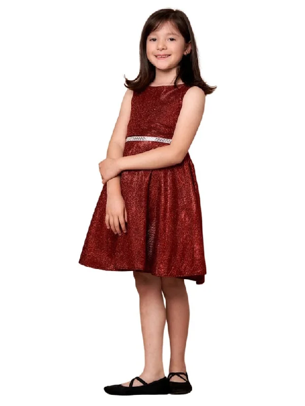 Step Ahead, Lead The Trend Girls Red Glitter Metallic Junior Bridesmaid Dress 8-16 Dreamy Aesthetic