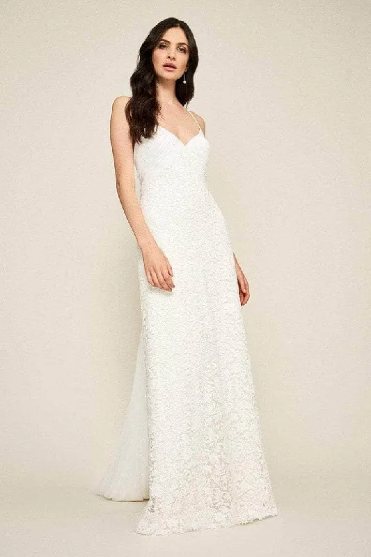 Huge Discounts This Week Tadashi Shoji - Spaghetti Strap Lace Bridal Gown BDS18865LBR - 1 pc Ivory in Size 4 Available Feminine Elegance