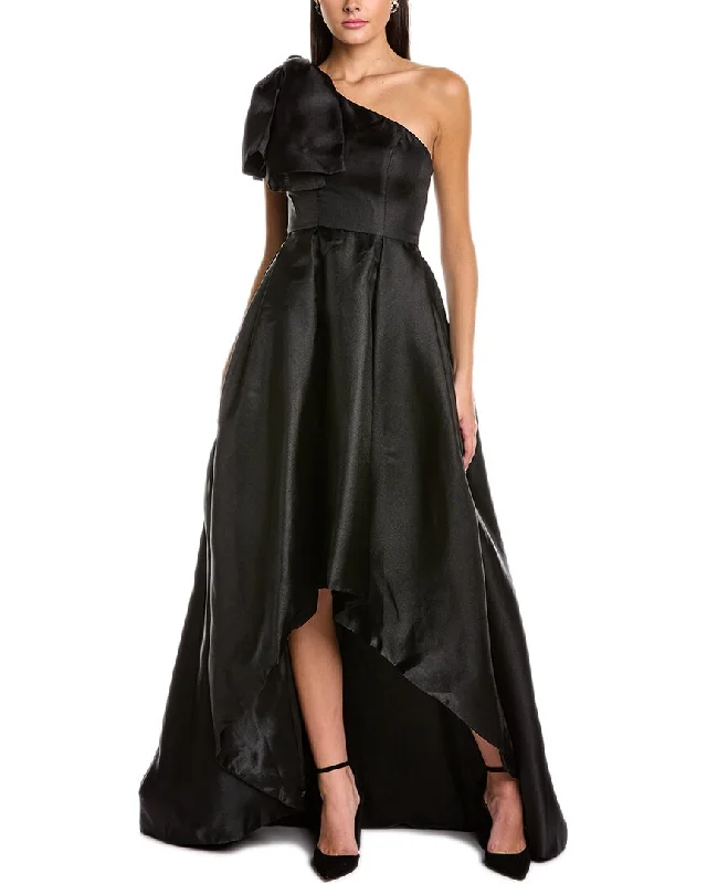 Casual Chic Deals Black by Bariano Joesephine Bow High-Low Gown Romantic Detailing