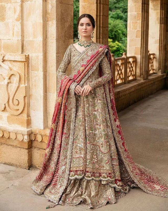 Don't Miss Out Embellished Lehenga Gown Dupatta Pakistani Bridal Dress Ethnic Cultural Event Wear